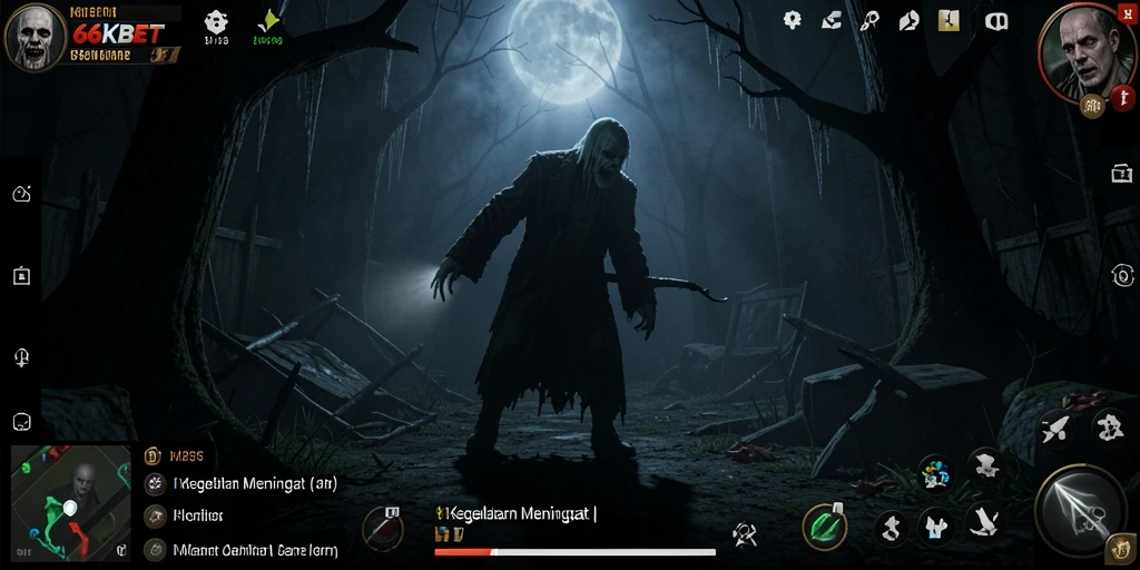Screenshot utama 66KBET dengan suasana menegangkan dan misterius.