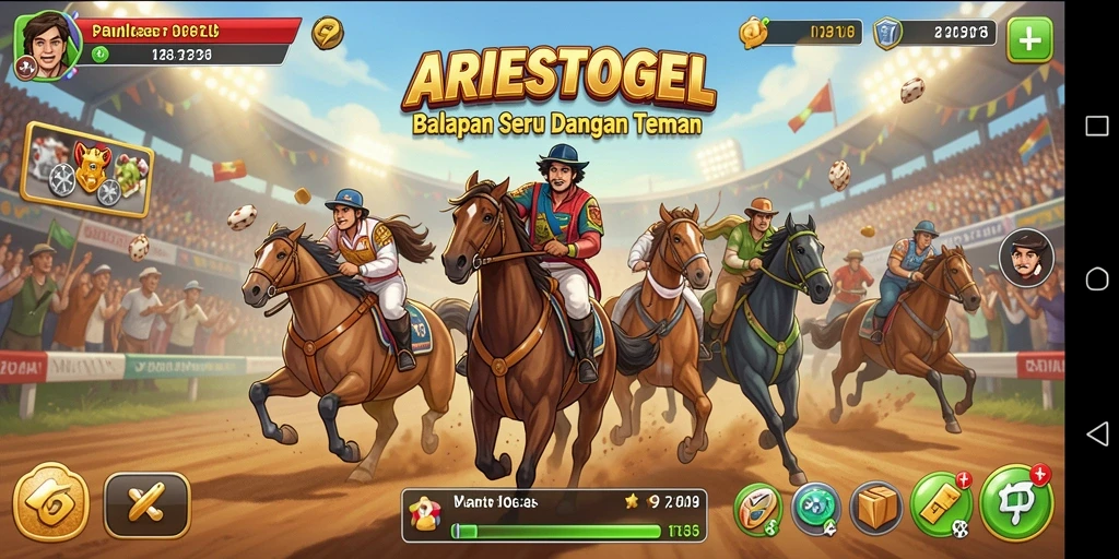 Screenshot ARIESTOGEL menampilkan balapan yang mendebarkan di trek yang menantang.