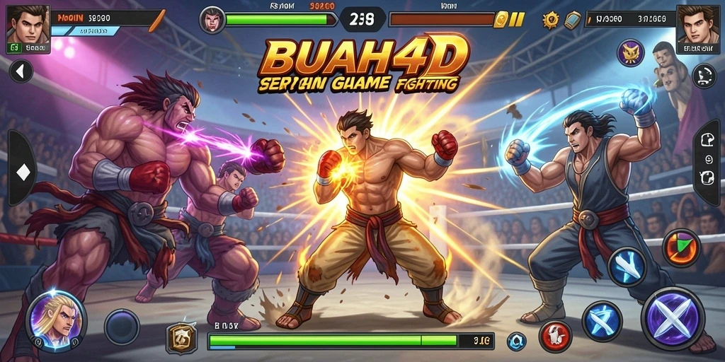 Screenshot BUAH4D menampilkan pertarungan intens dan karakter yang penuh aksi.