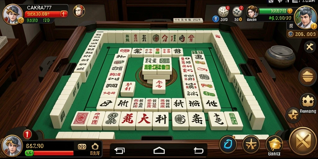 Tampilan gameplay CAKRA777 yang menampilkan permainan Mahjong seru.