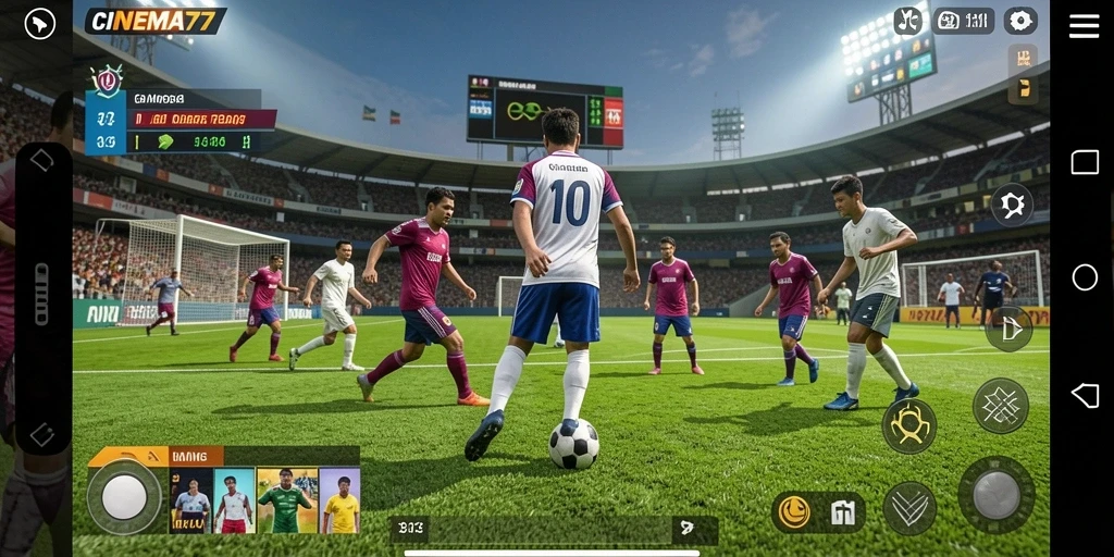 Tangkapan layar dari gameplay <strong>CINEMA77</strong> menampilkan aksi olahraga yang mendebarkan.