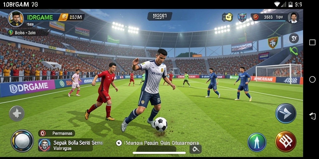 Gameplay menarik dari IDRGAME dengan aksi sepak bola yang mendebarkan.