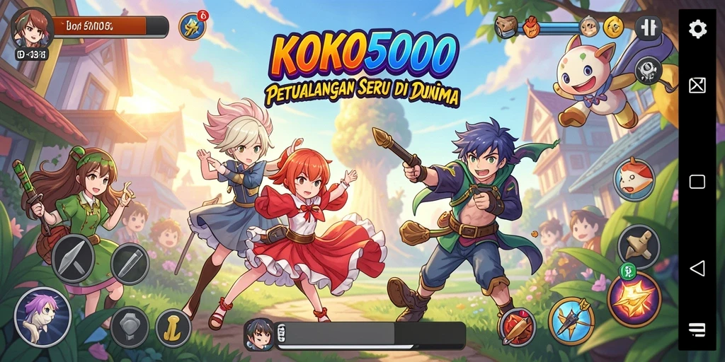 Tampilan gameplay KOKO5000 yang penuh warna dan dinamis.