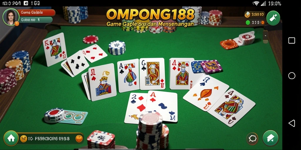 Screenshot gameplay OMPONG188 yang menampilkan keseruan Gaple.