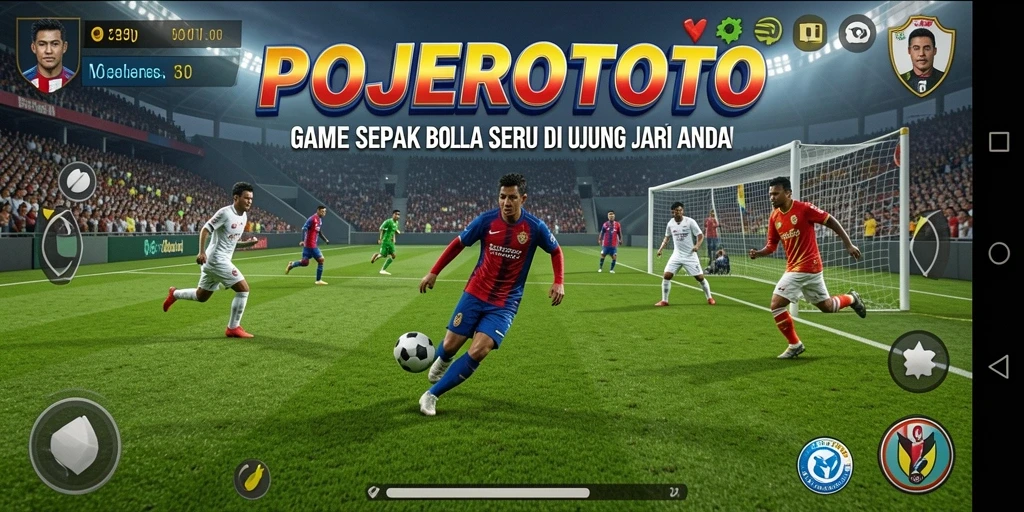Gameplay seru di POJEROTOTO dengan aksi sepak bola.