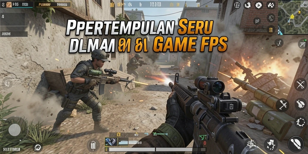 Screenshot utama untuk PUTARMEGA yang menunjukkan ketegangan pertempuran FPS.
