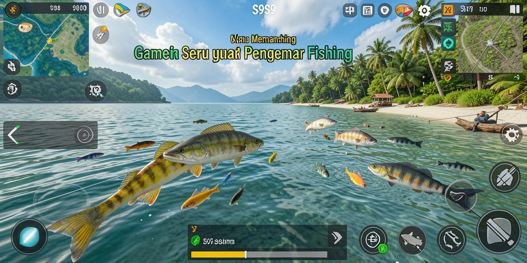 Tampilan gameplay menakjubkan dari S9S9 saat memancing di danau.