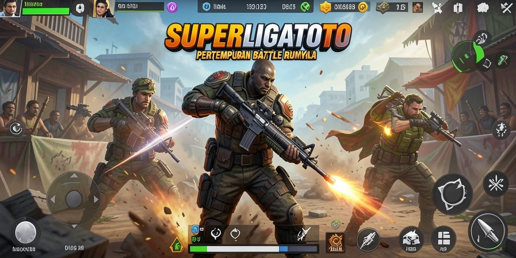 Screenshot gameplay SUPERLIGATOTO menampilkan aksi pertempuran yang mendebarkan.