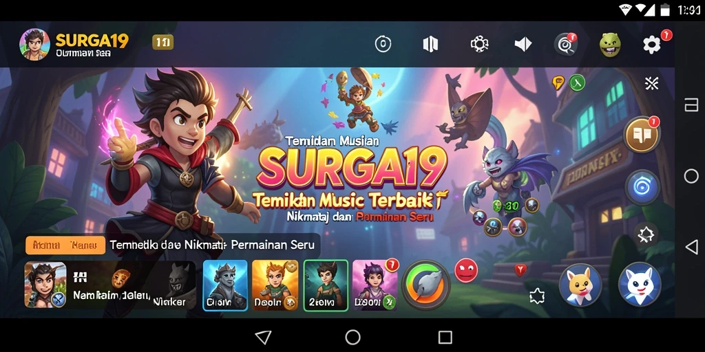 Tampilan gameplay seru SURGA19 yang memukau dengan irama musik.